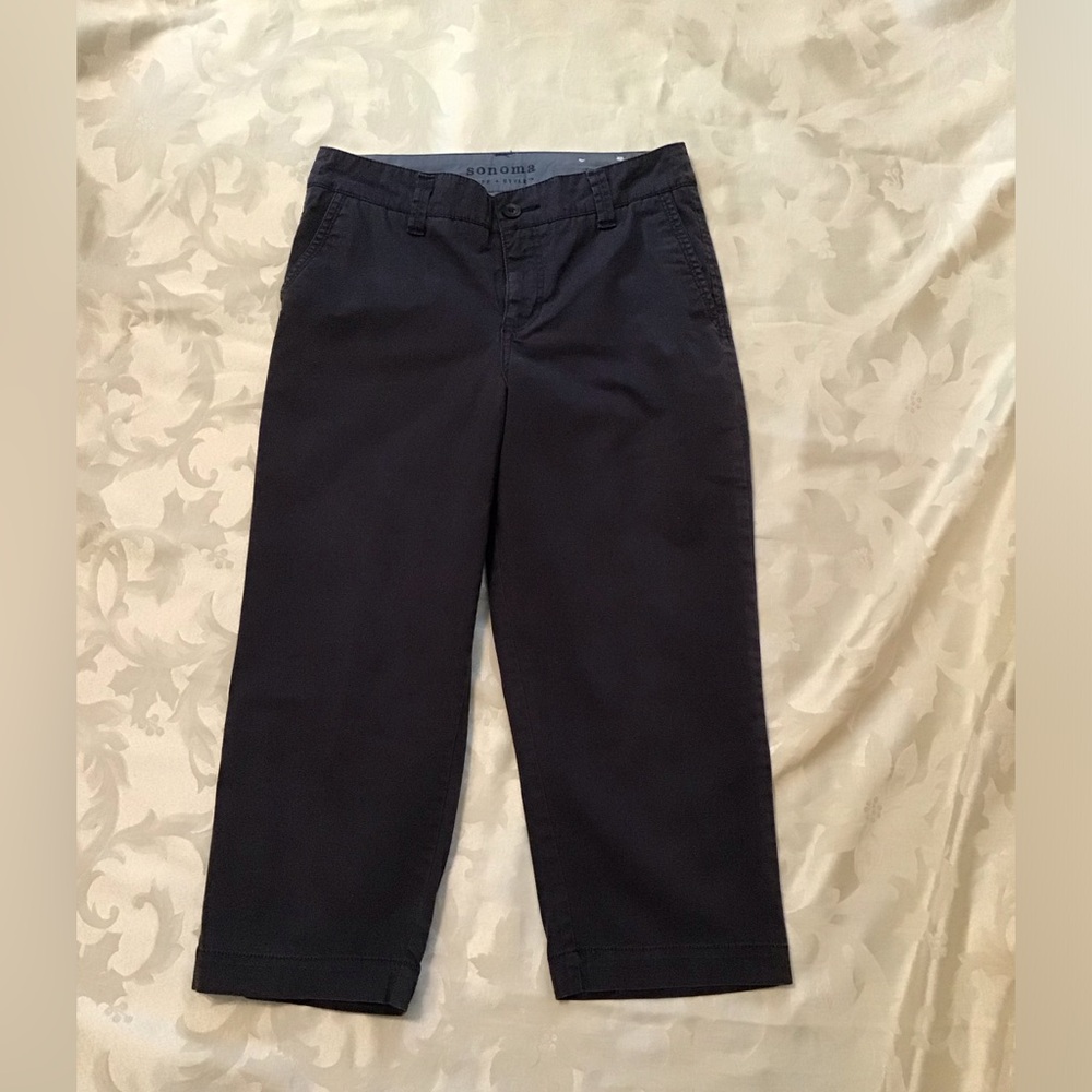 SONOMA Women's Navy Blue Mid-Rise, Button, Zipper w/Pockets Capri Pants Size 4